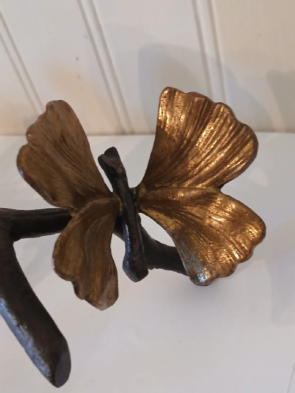 Micheal Aram Butterfly  Ginkgo Branches Butterfly Candleholder Brass Whimsy Art